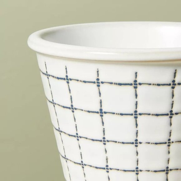 Grid Printed Stoneware Planter Pot Saucer - Hearth & Hand Magnolia - 2023 - Picture 3 of 5
